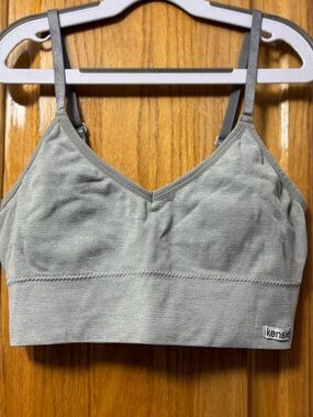 Kensie Light Gray Seamless V-Neck Bralette
